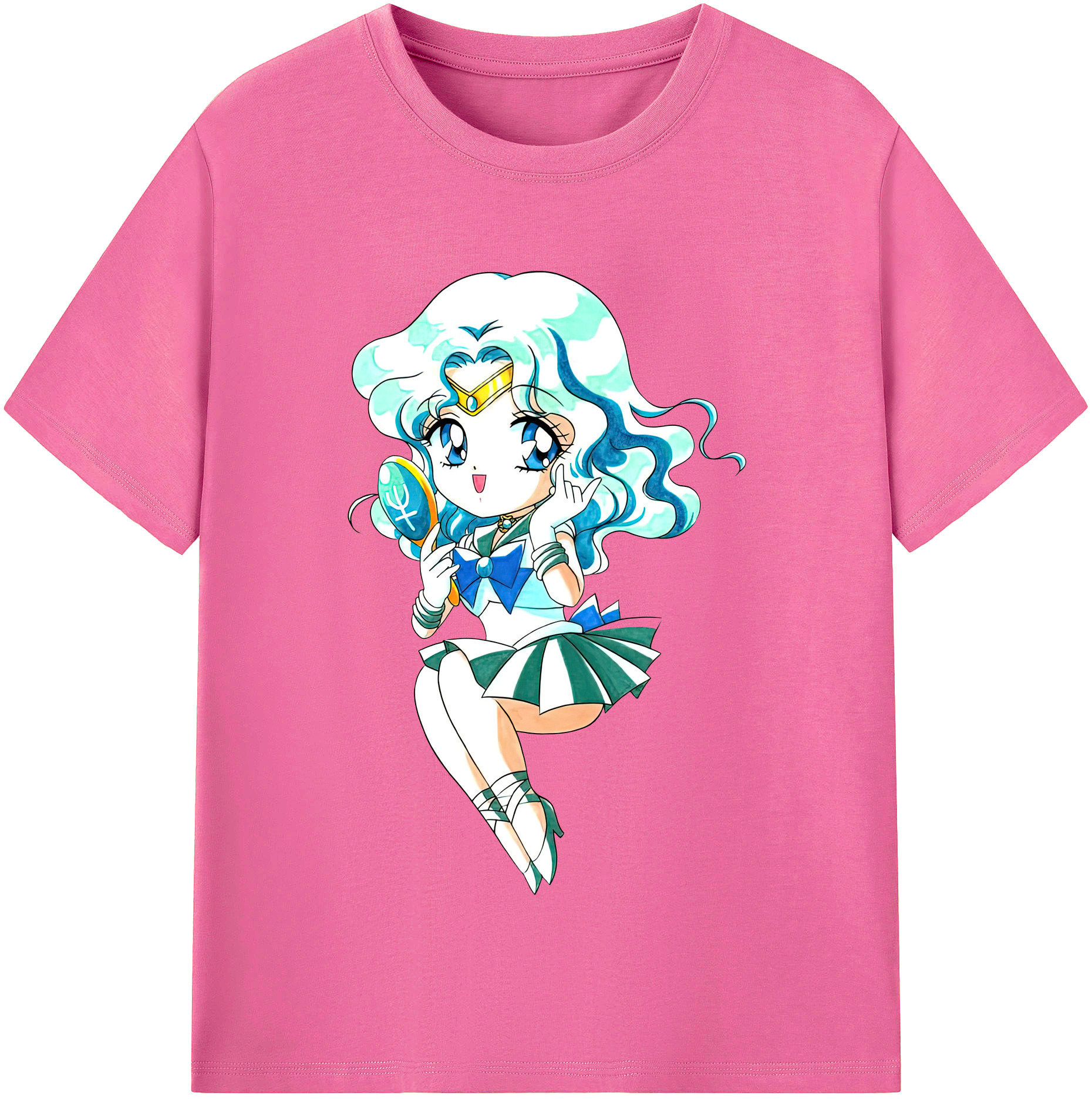 （画像用） 美少女戦士セーラームーン 海王 みちる（かいおう みちる） Sailor Moon Kaiou Michiru レディースカジュアルプリントTシャツ（綿100％）
